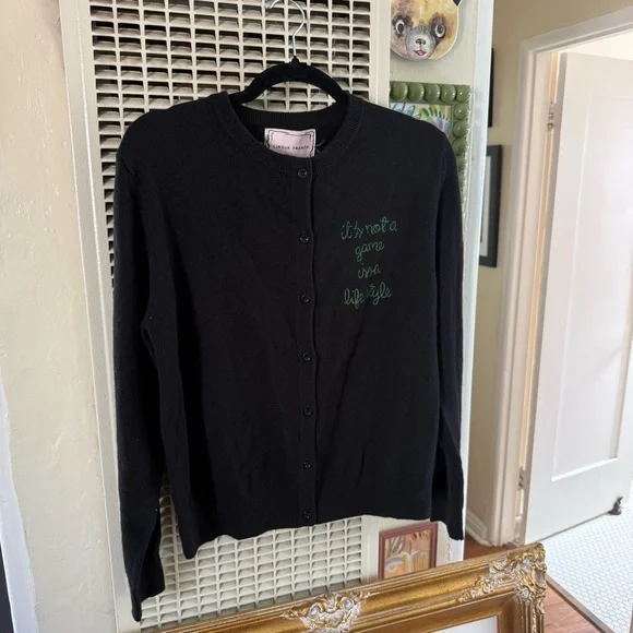 NEW Lingua Franca embroidered cashmere cardigan